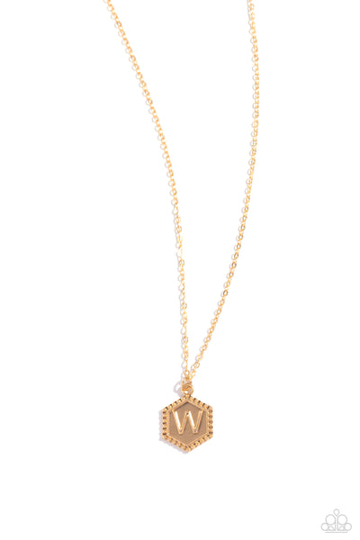 Paparazzi Accessories Emblematic Elegance - Gold - W - Initital Necklace