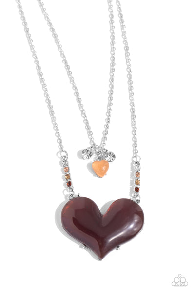 Paparazzi Accessories Heart-Racing Recognition - Brown Necklace