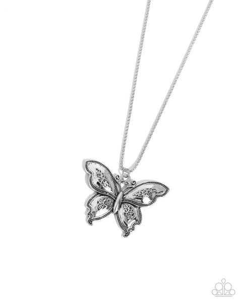 Paparazzi Accessories Aerial Attraction - Silver Butterfly Necklace