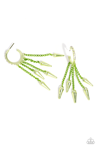 Piquant Punk Green Hoop Earring