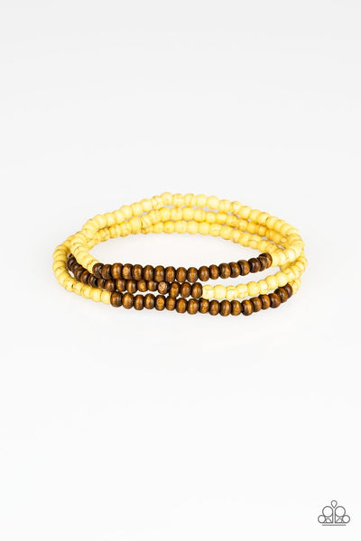 Paparazzi Accessories - Woodland Wanderer Yellow/Brown Bracelet