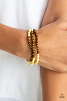 Paparazzi Accessories - Woodland Wanderer Yellow/Brown Bracelet
