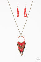 Paparazzi Accessories Badlands Beauty Red Necklace Set