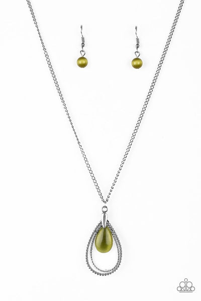 Paparazzi Accessories Teardrop Tranquility Green Necklace Set