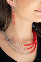 Paparazzi Accessories Turn Up The Volume Red Necklace Set