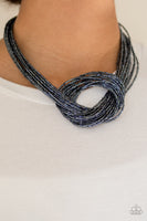 Paparazzi Accessories Knotted Knockout Blue Necklace Set