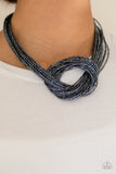 Paparazzi Accessories Knotted Knockout Blue Necklace Set