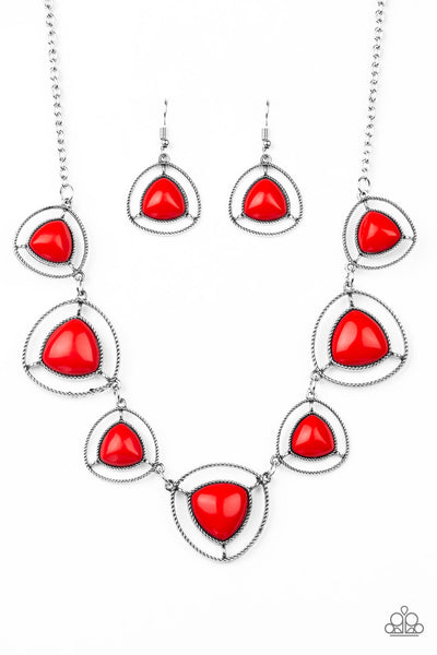 Paparazzi Accessories Make A Point Red Necklace Set