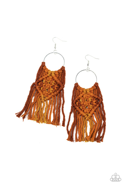 Paparazzi Accessories Macrame Rainbow Brown Earring