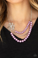 Paparazzi Accessories Fabulously Floral Purple Necklace Set