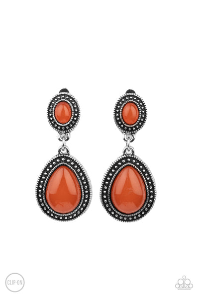 Paparazzi Accessories Carefree Clairvoyance - Orange Clip On Earring
