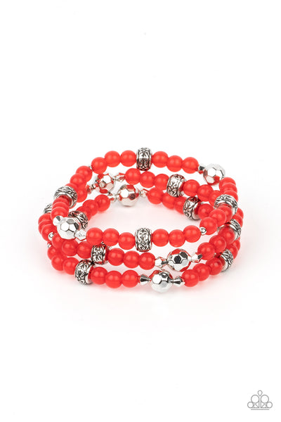 Paparazzi Accessories Here to STAYCATION - Red Bracelet