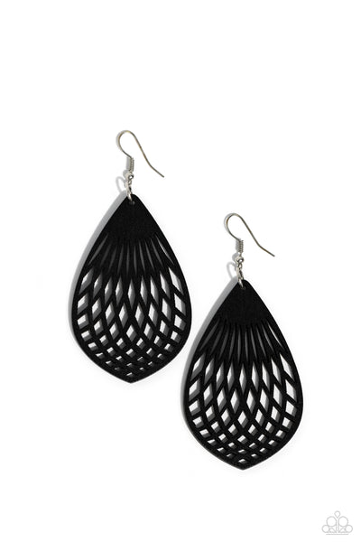 Paparazzi Accessories Caribbean Coral - Black Wooden Earring