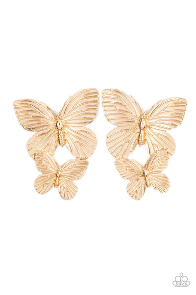 Paparazzi Accessories Blushing Butterflies - Gold Earring