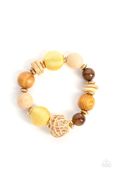 Paparazzi Accessories Happily Homespun - Yellow Bracelet