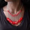 Paparazzi Accessories Venturous Vibes Red Necklace Set