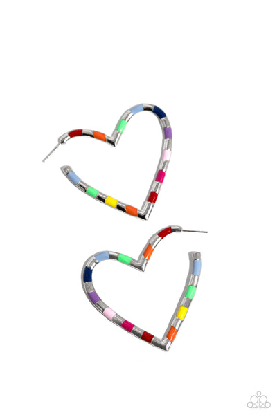 Paparazzi Accessories Striped Sweethearts - Multi Heart Earring