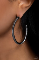 Paparazzi Accessories Roped in Radiance - Black Hoop Earring
