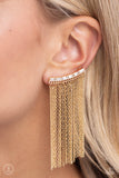 Paparazzi Accessories Feuding Fringe - Gold Earring (Ear Crawlers)