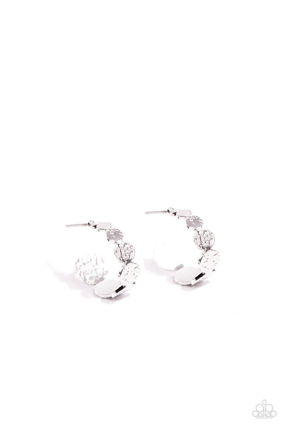 Paparazzi Accessories Textured Tease - Silver Hoop Earring