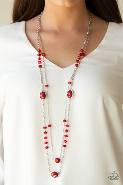 Paparazzi Accessories Dazzle the Crown Red Necklace Set