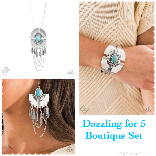 BOUTIQUE SET - Blue Necklace, Bracelet, Earring Set